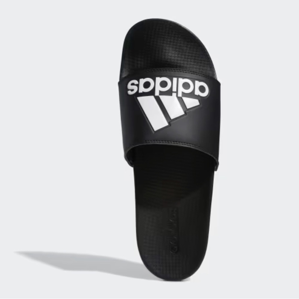 Adidas Men's Black and White Slide Sandals
